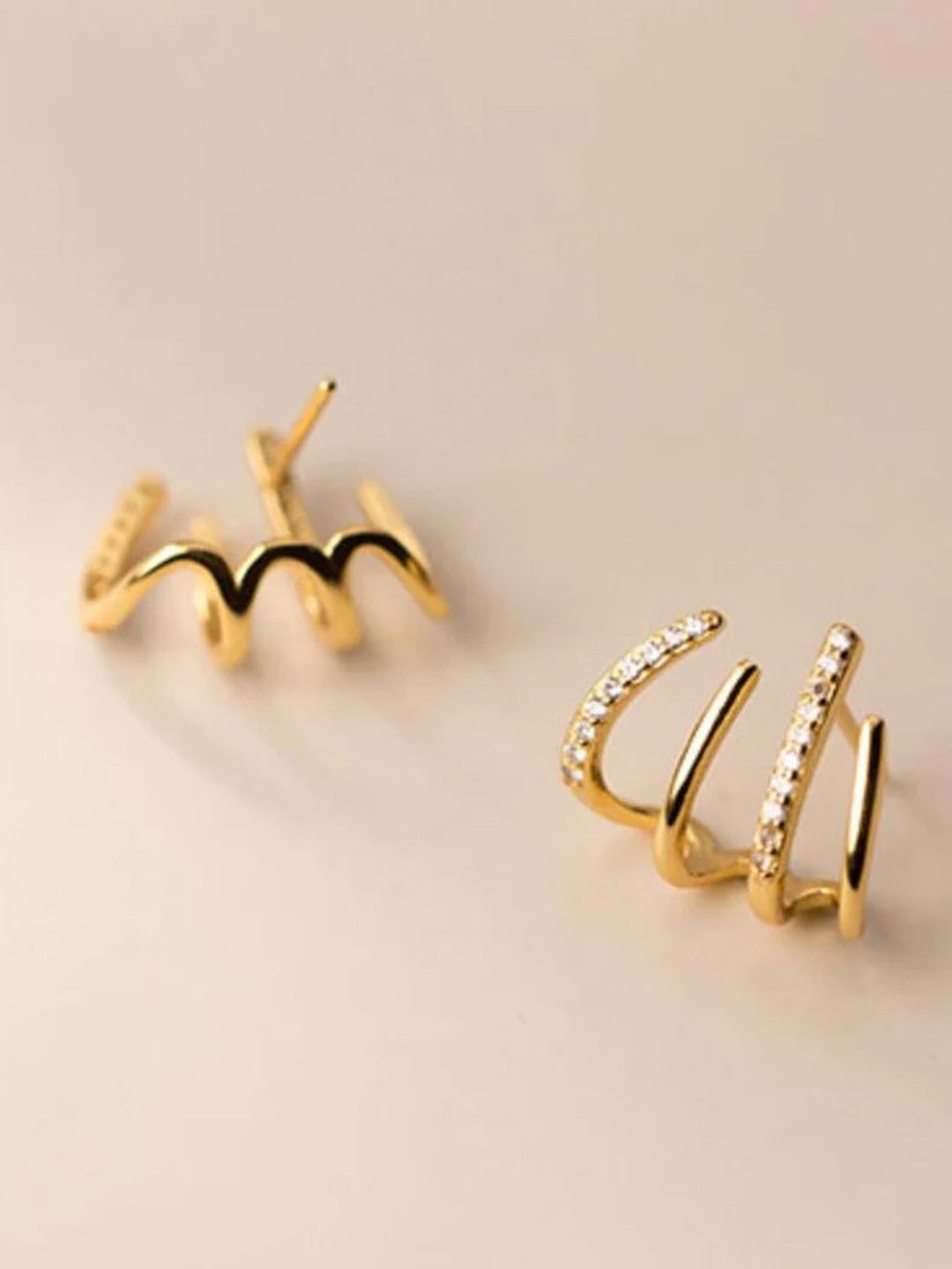 PolluxCraft Korean Gold-Plated Zircon Studded Contemporary Studs-picture-13