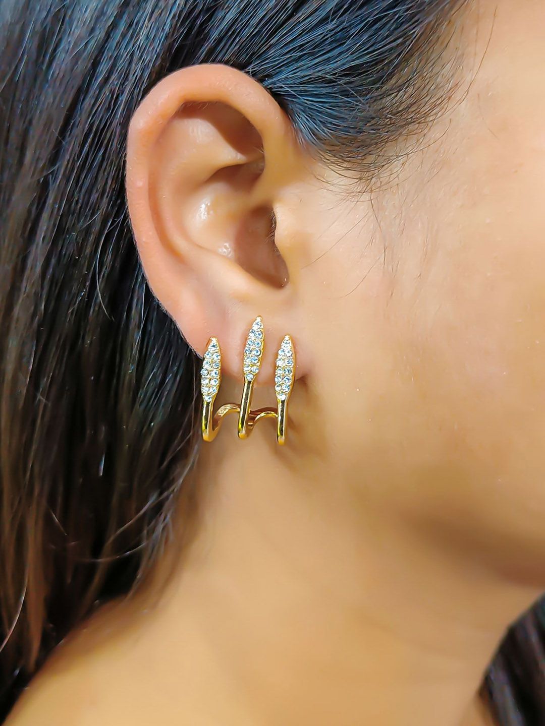 PolluxCraft Gold-Plated Zircon Studded Contemporary Studs-picture-32