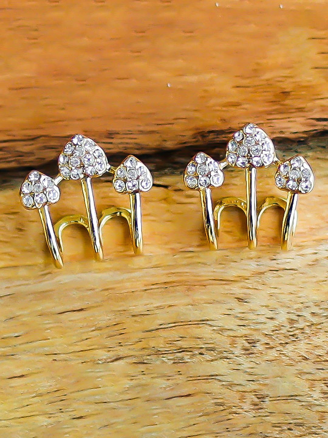 PolluxCraft Gold-Plated Zircon Stones Studded Contemporary Studs-picture-41