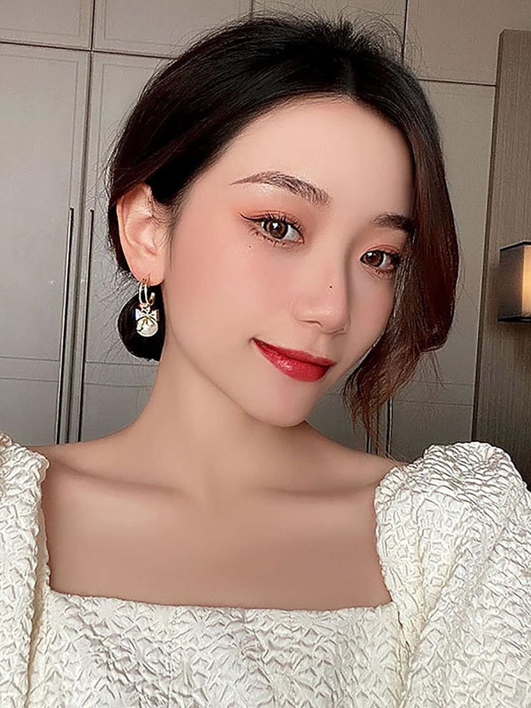 PolluxCraft Gold-Plated Pearls studded Contemporary Korean Drop Earrings-picture-40