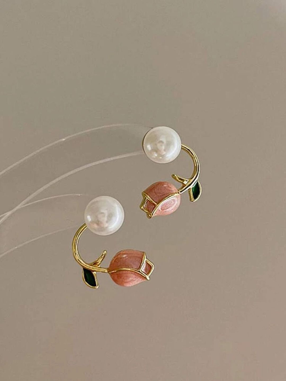 PolluxCraft Gold-Plated Artificial Beaded Floral Shaped Studs-picture-31