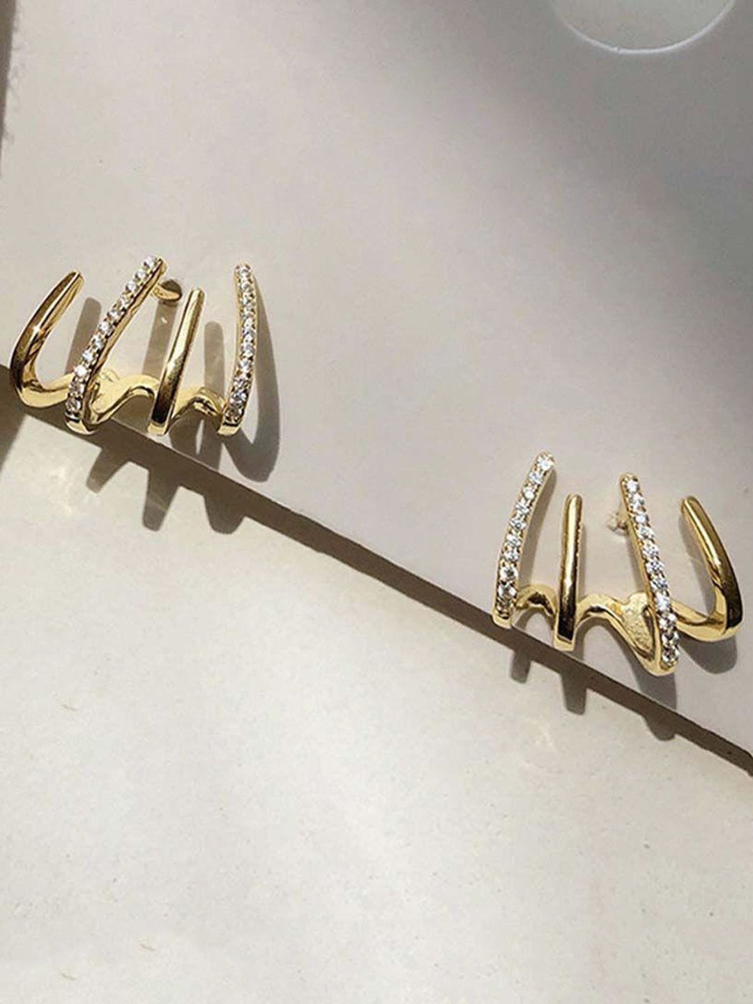 PolluxCraft Korean Gold-Plated Zircon Stone Studded Contemporary Studs-picture-37