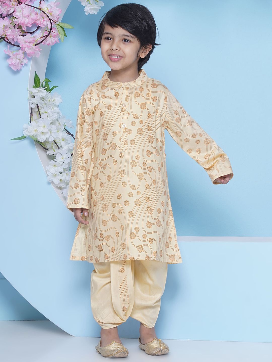 Sethukrishna Boys Geometric Mandarin Collar Printed Straight Kurta-picture-25