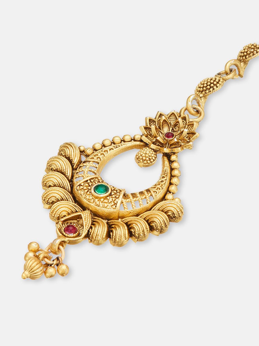 ATIBELLE Set Of 2 Gold-Plated Stone Studded Floral Shaped Maang Tikkas Head Jewellery