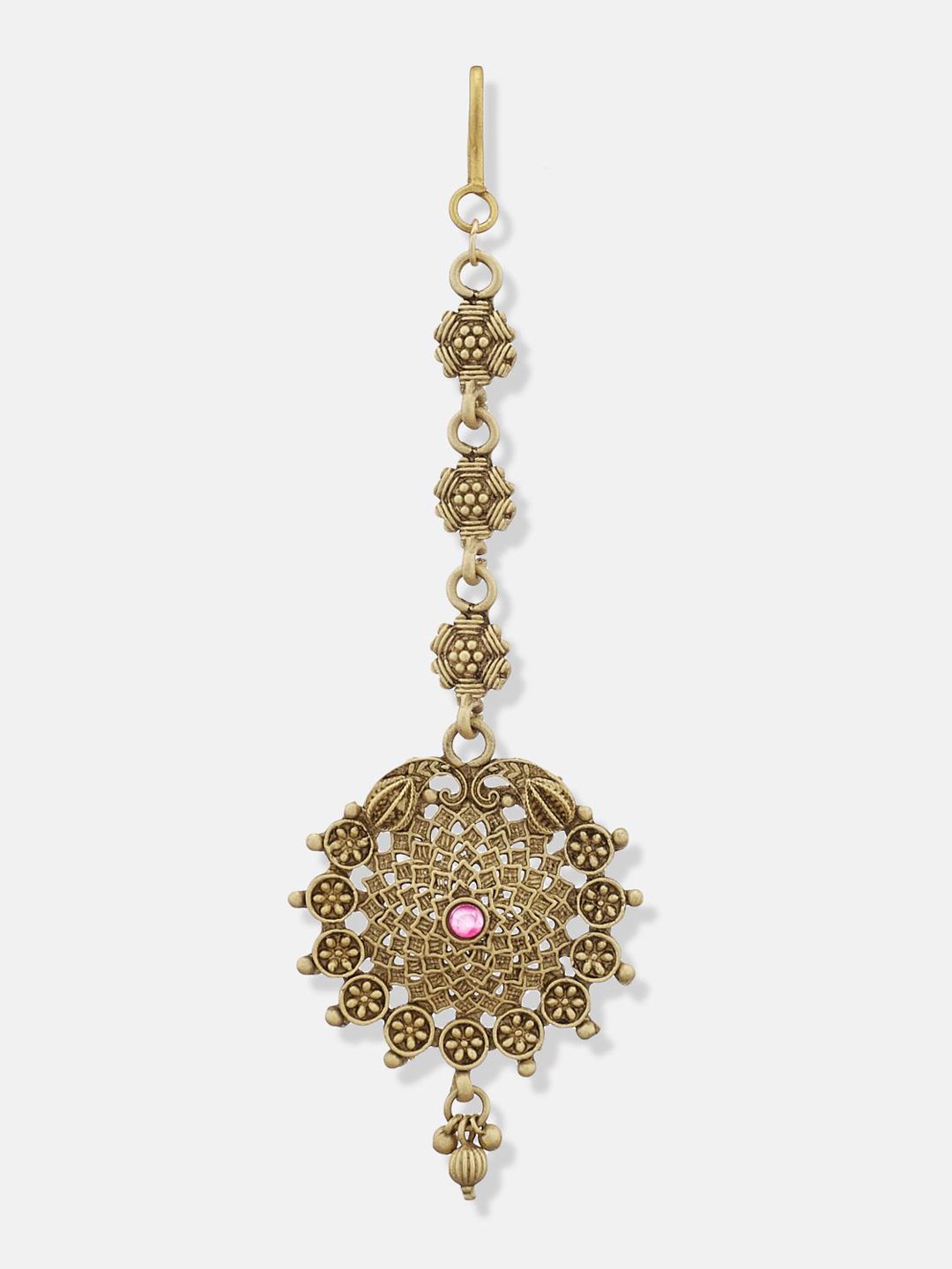 ATIBELLE Set Of 2 Gold-Plated Stone Studded Floral Shaped Maang Tikkas Head Jewellery
