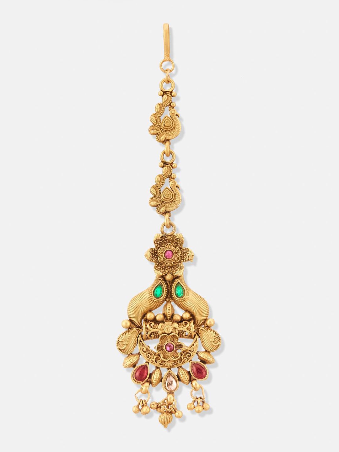 ATIBELLE Set Of 3 Gold-Plated Stone Studded Floral Shaped Maang Tikkas Head Jewellery