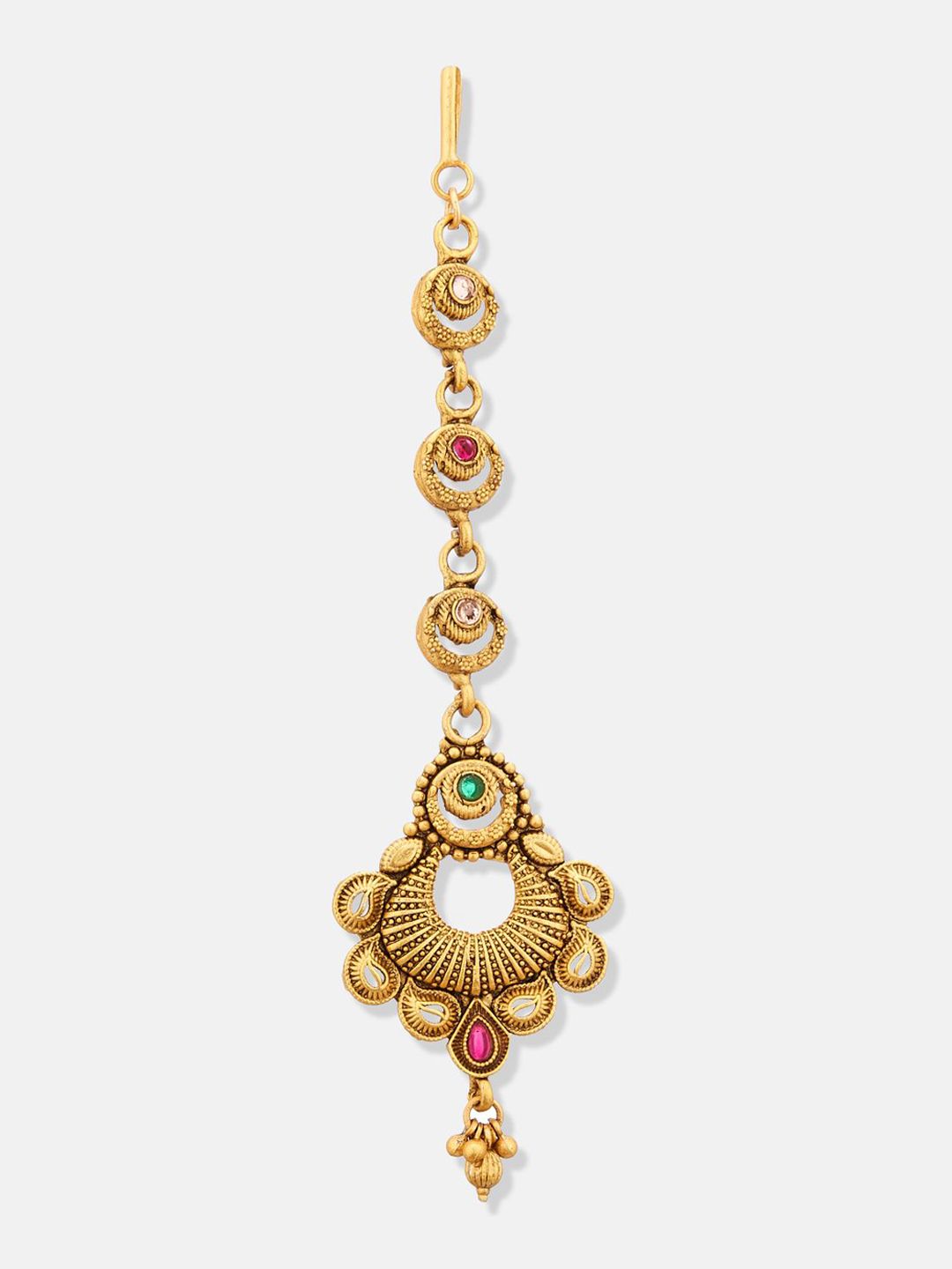 ATIBELLE Set Of 2 Gold-Plated Stone Studded Floral Shaped Maang Tikkas Head Jewellery
