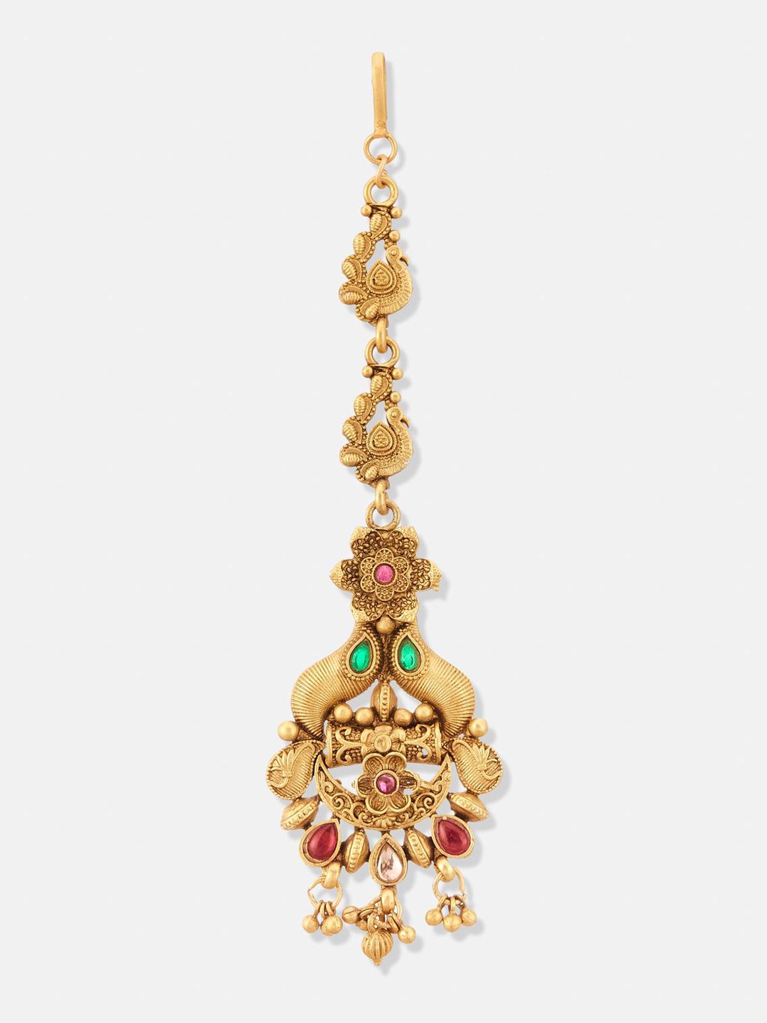 ATIBELLE Set Of 3 Gold-Plated Stone Studded Floral Shaped Maang Tikkas Head Jewellery