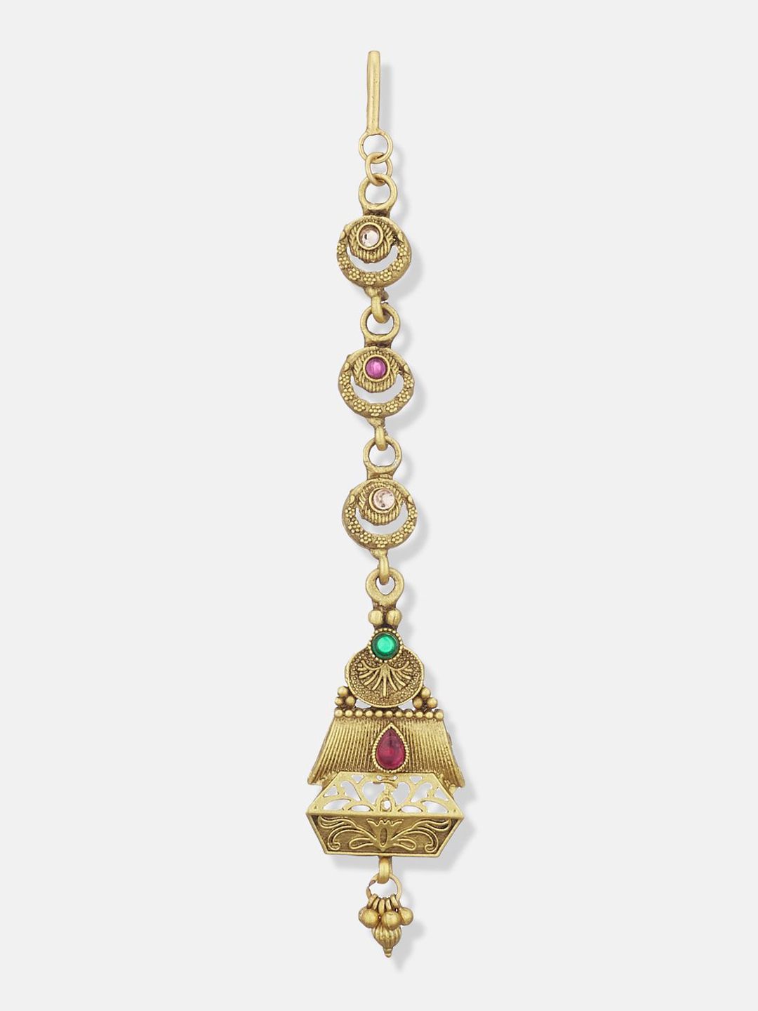 ATIBELLE Set Of 3 Gold-Plated Stone Studded Floral Shaped Maang Tikkas Head Jewellery
