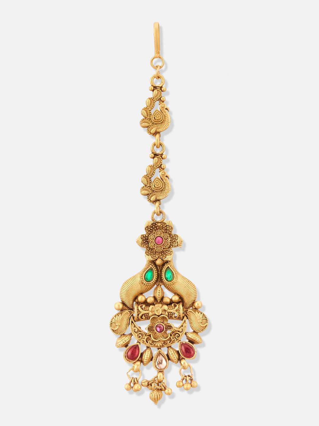 ATIBELLE Set Of 2 Gold-Plated Stone Studded Floral Shaped Maang Tikkas Head Jewellery