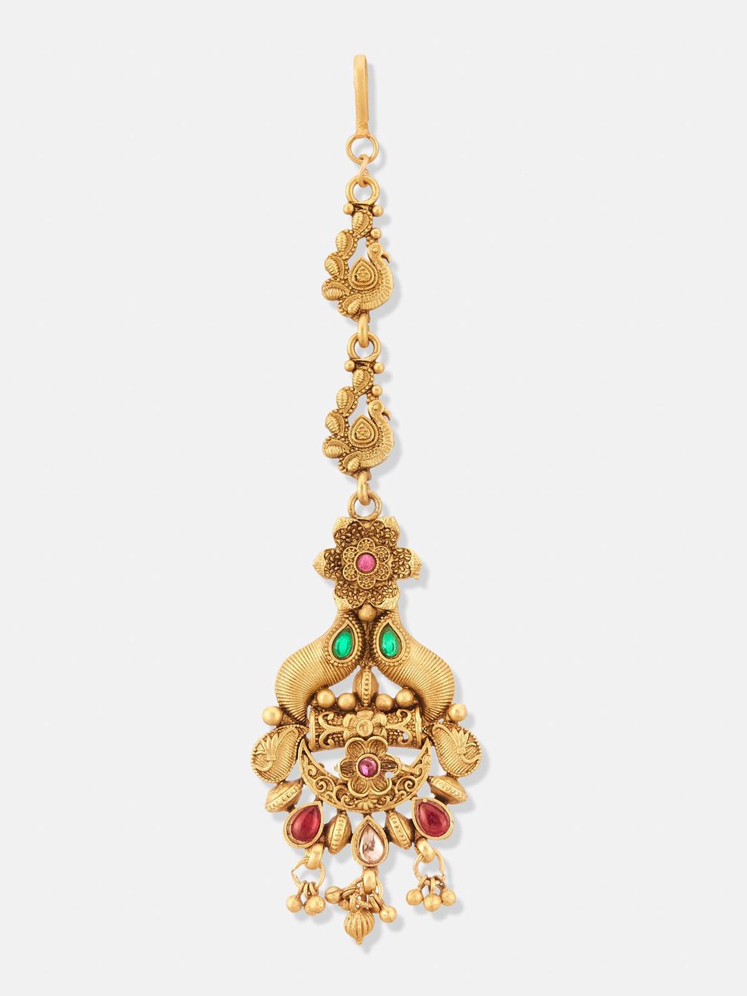ATIBELLE Set Of 2 Gold-Plated Stone Studded Floral Shaped Maang Tikkas Head Jewellery