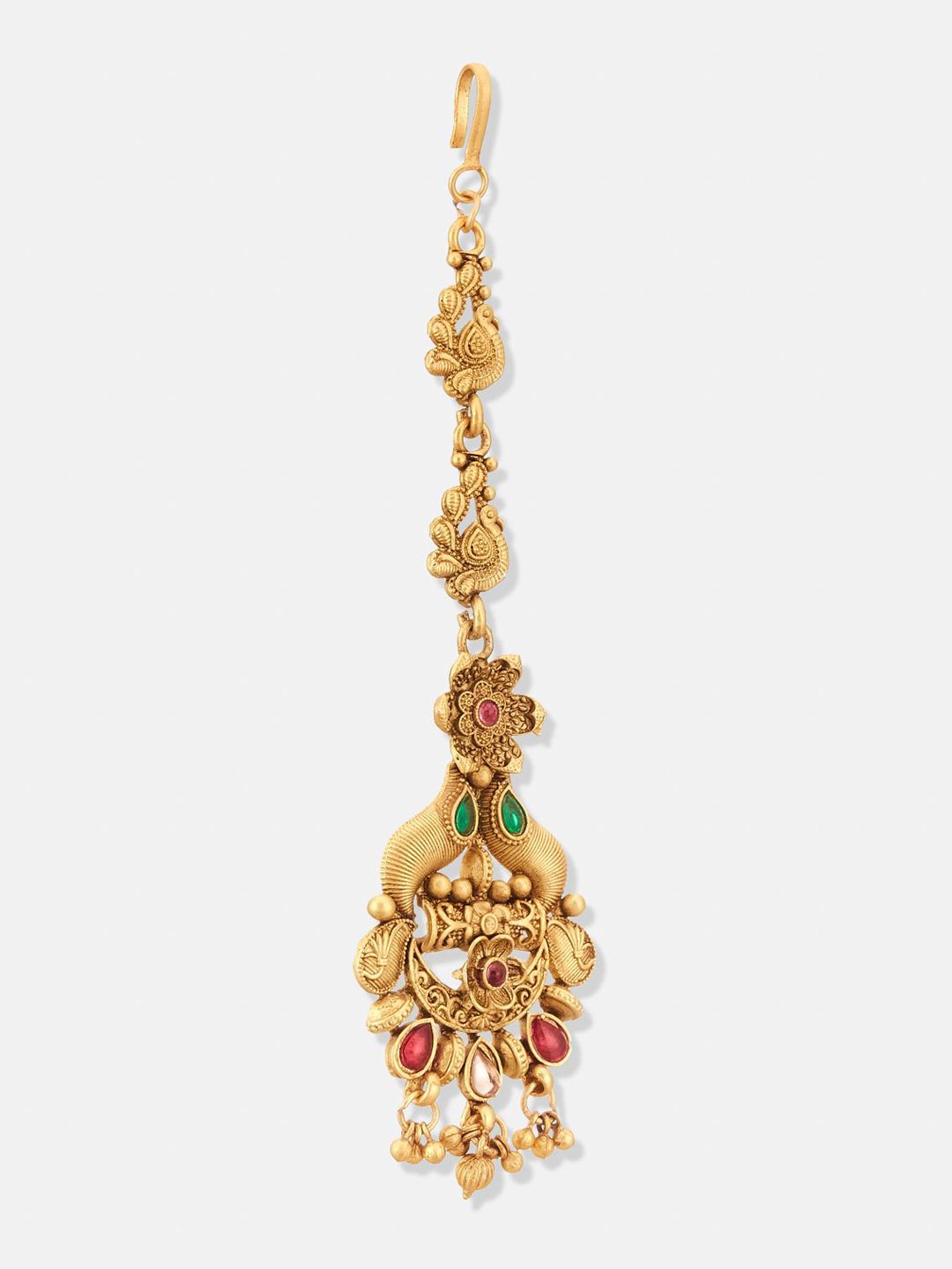 ATIBELLE Set Of 2 Gold-Plated Stone Studded Floral Shaped Maang Tikkas Head Jewellery