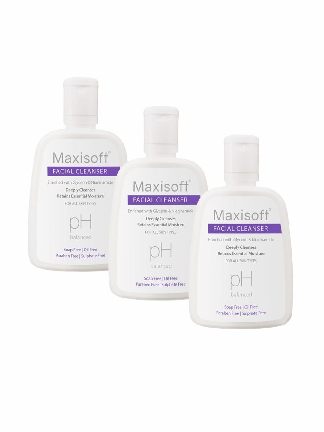 Maxisoft Set Of 3 Facial Cleanser Enriched With Glycerin & Niacinamide- 125 ml Each-image-48