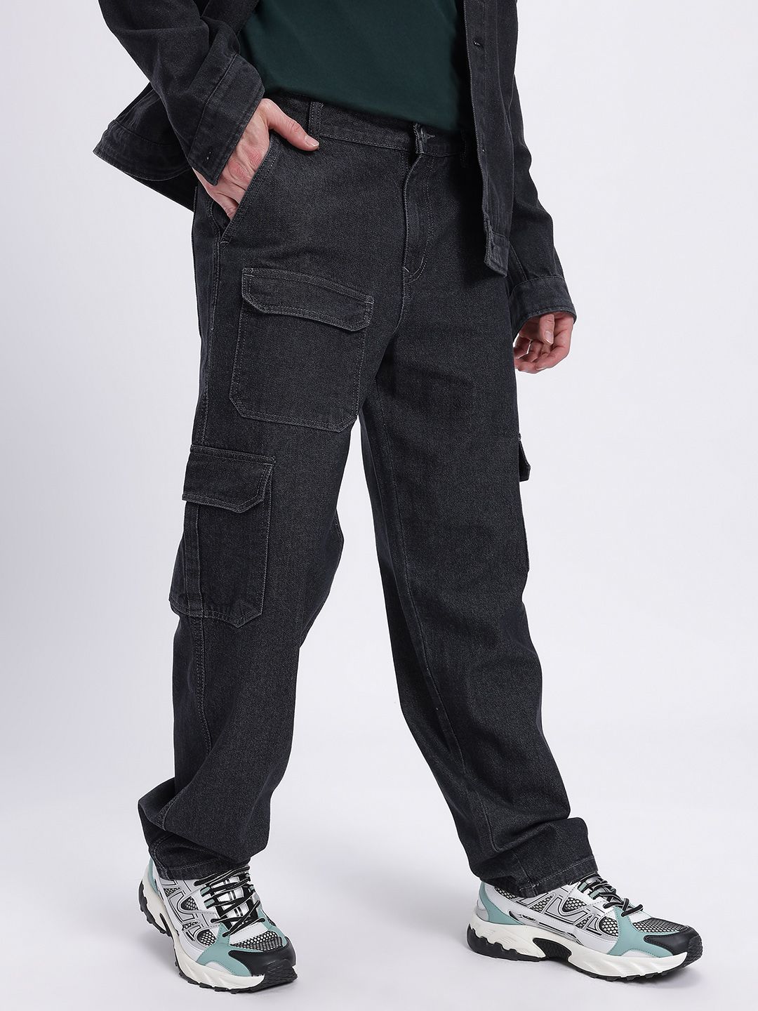 glitchez Men Straight Fit Cargo Style Jeans-picture-29