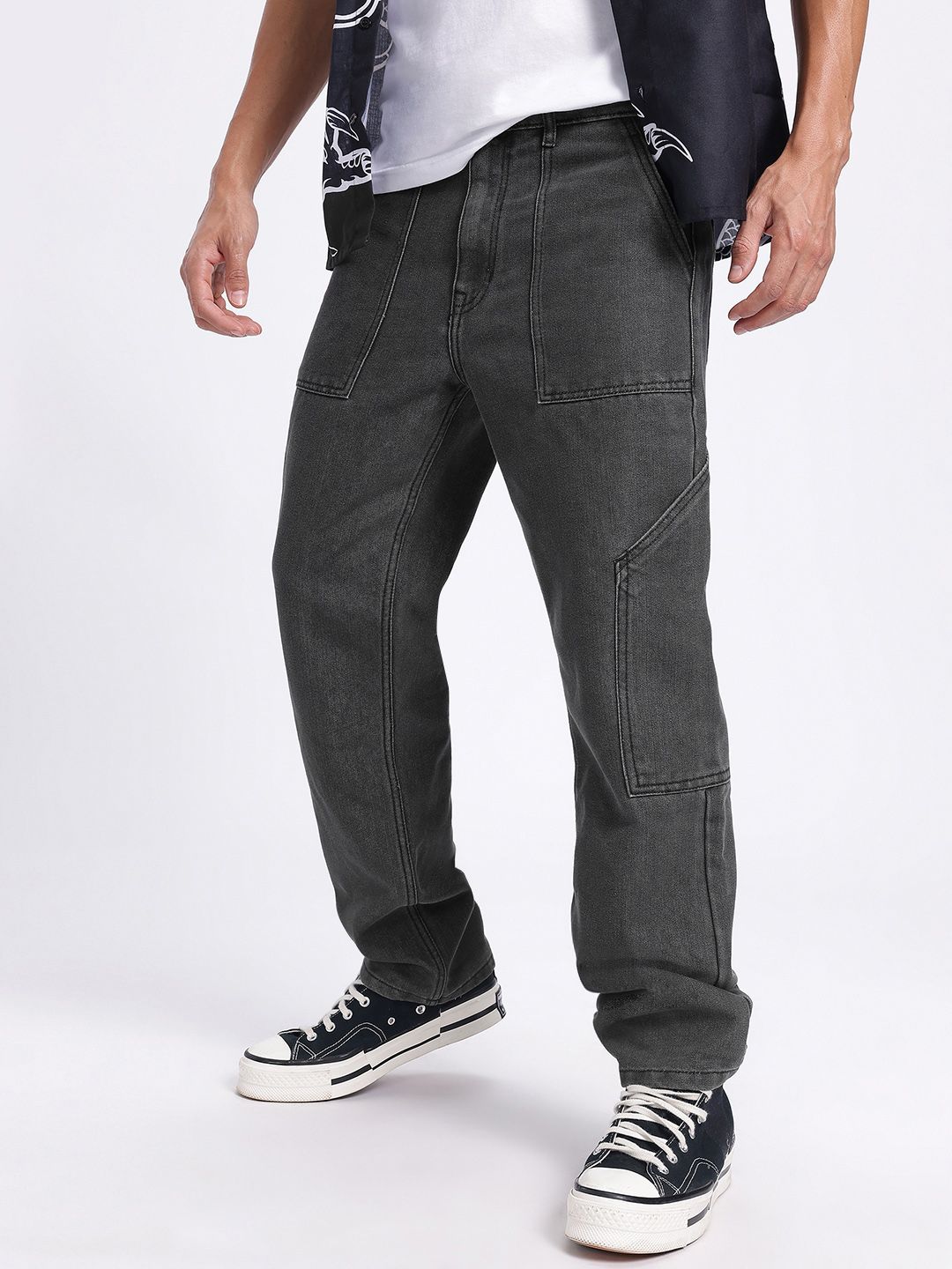 glitchez Men Effortless Edge Mid-Rise Pure Cotton Relaxed Fit Jeans-picture-26