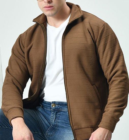 Buy BAESD Men Mock Collar Self Design Woollen Casual Lightweight Bomber ...