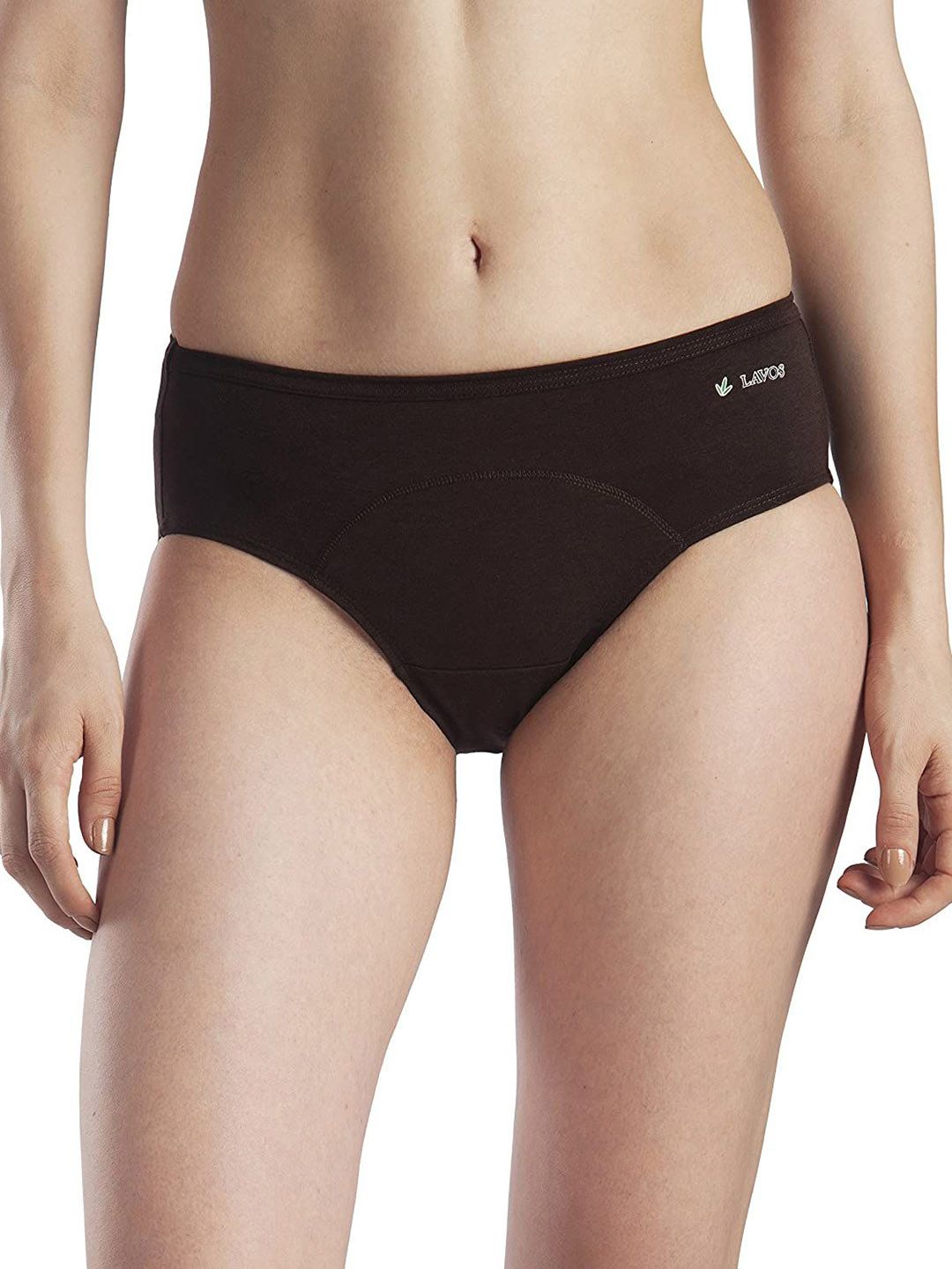 LAVOS Mid-Rise Leak Proof & Cotton Reusable PeriodBriefs LAVOS1005BROWN-S-picture-50