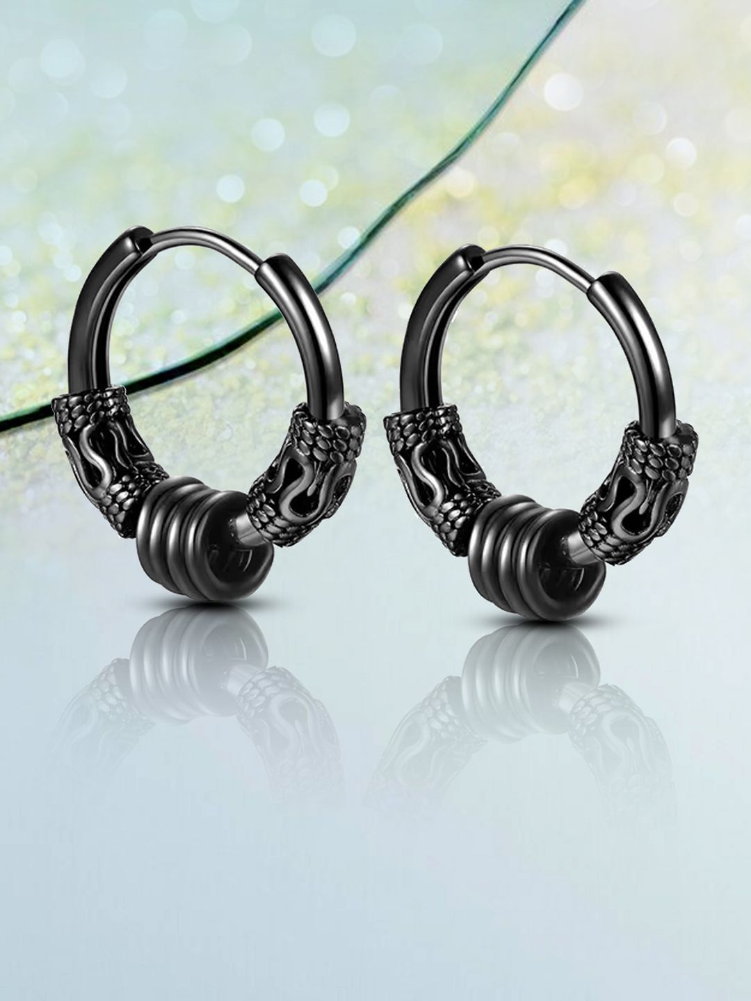 Peora Stainless Steel Circular Shaped Hoop Earrings-picture-10
