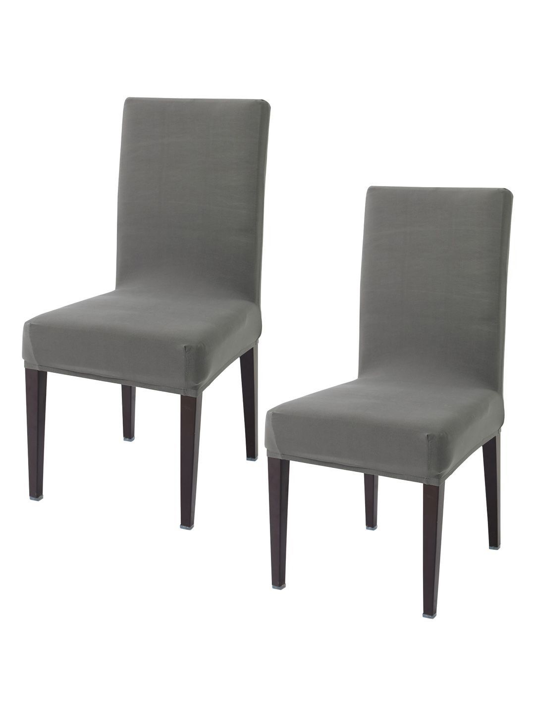 HOKIPO Grey Set Of 2 Stretchable Dining Chair Elastic Slip Covers