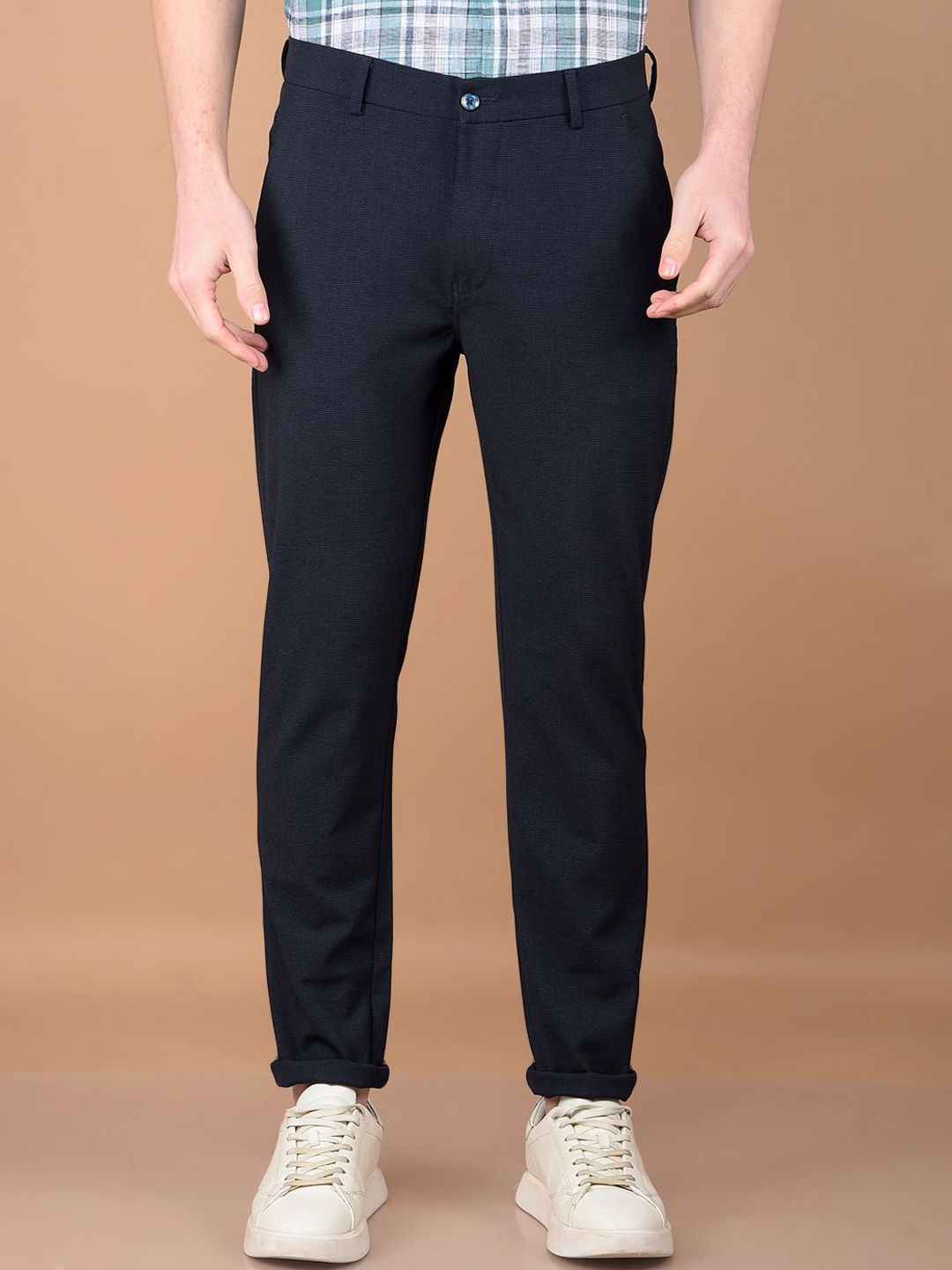 Crimsoune Club Men Printed Smart Slim Fit Mid-Rise Chinos Trousers-picture-17