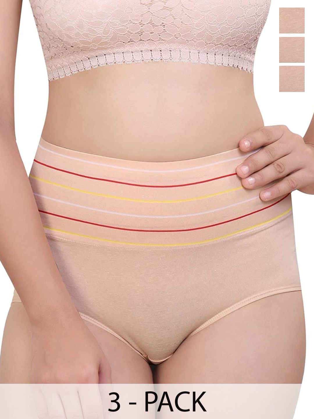 SHREE GANESH FASHION Women Pack Of 3 High-Rise Hipster Briefs 2076 CRM 003 M-picture-28