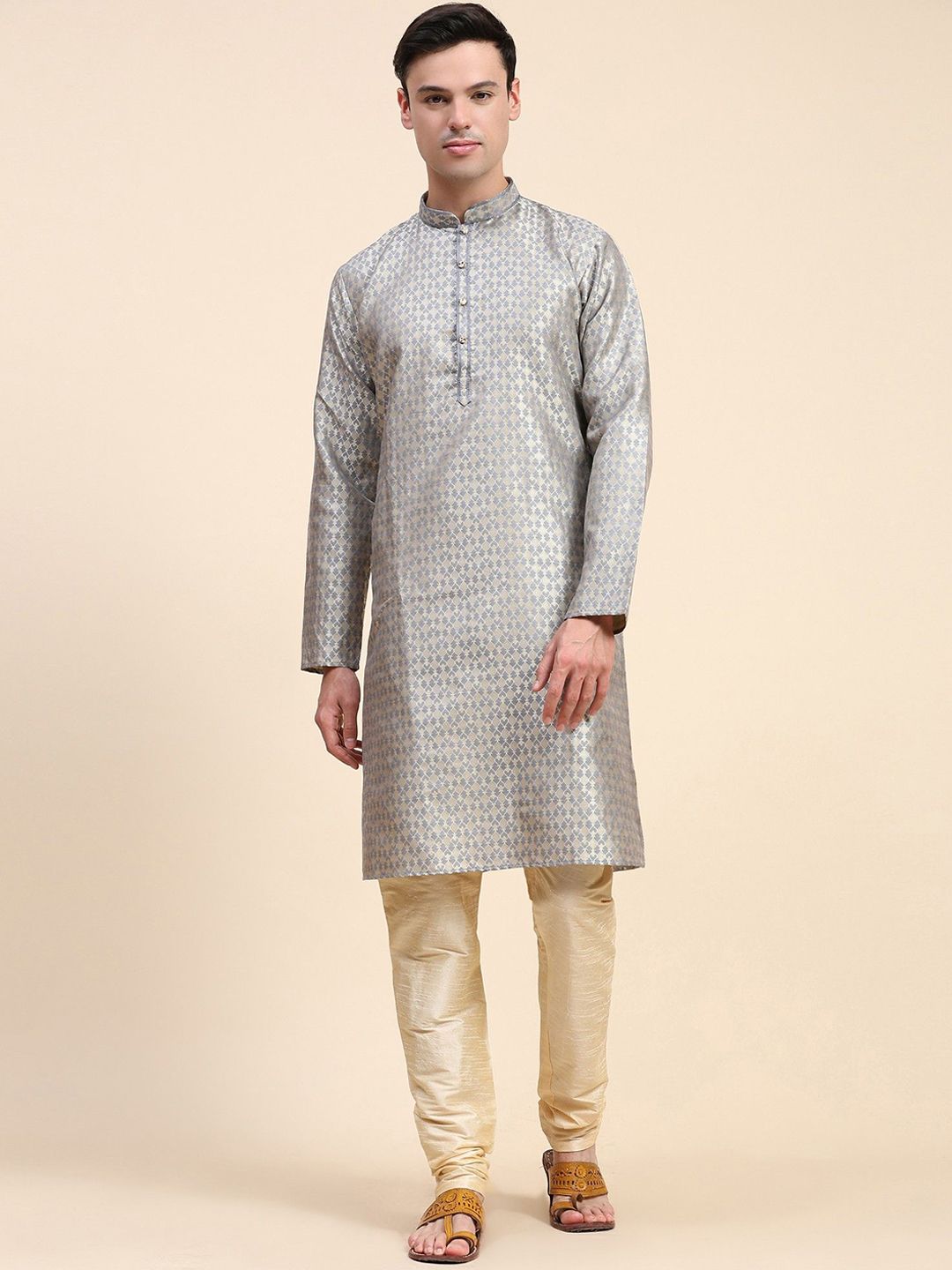Moda Rapido Men Ethnic Motifs Embroidered Regular Thread Work Kurta with Pyjamas-image-37