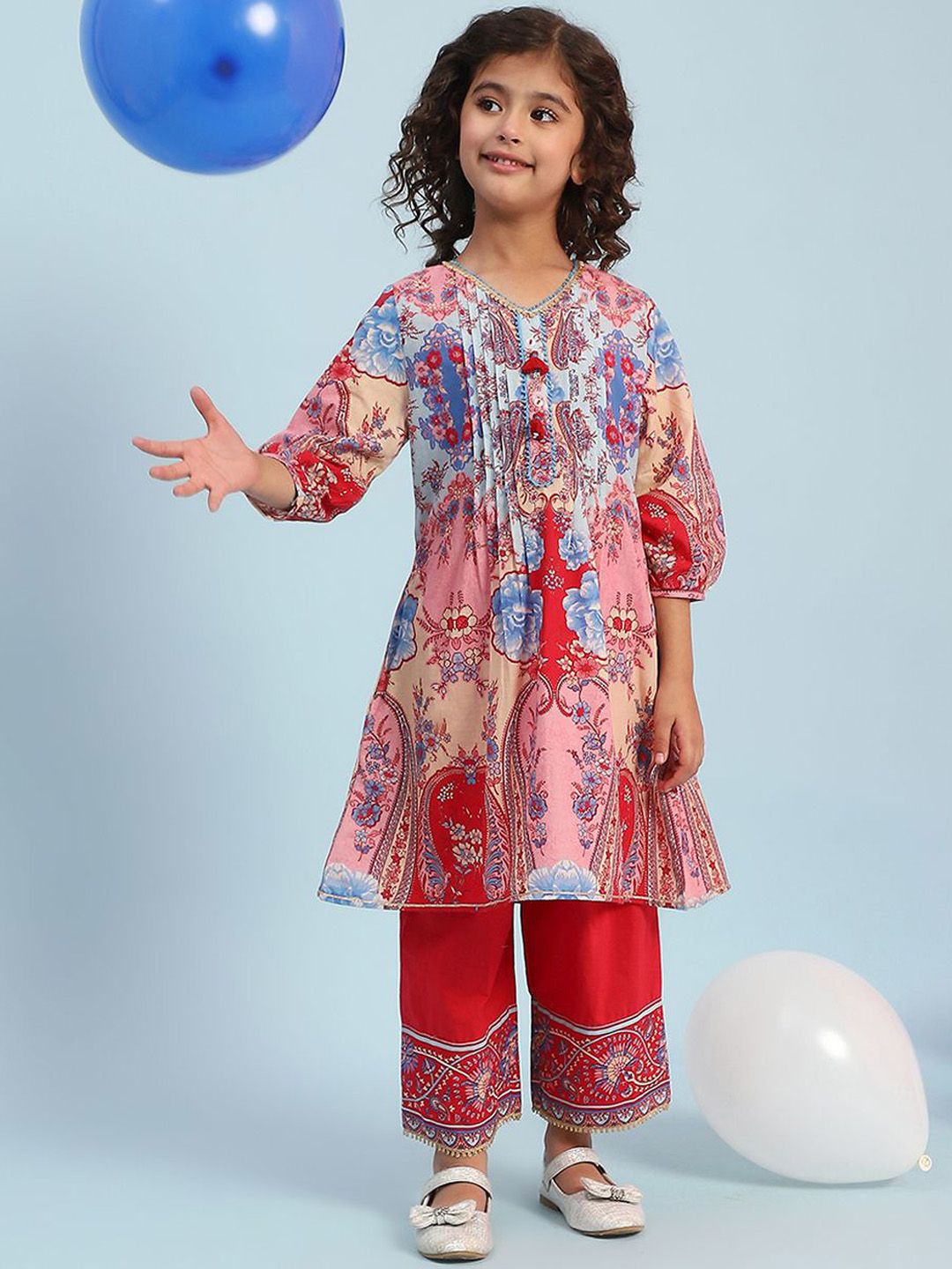 Biba Girls Ethnic Motifs Printed Regular Pure Cotton Kurta with Palazzos-picture-32