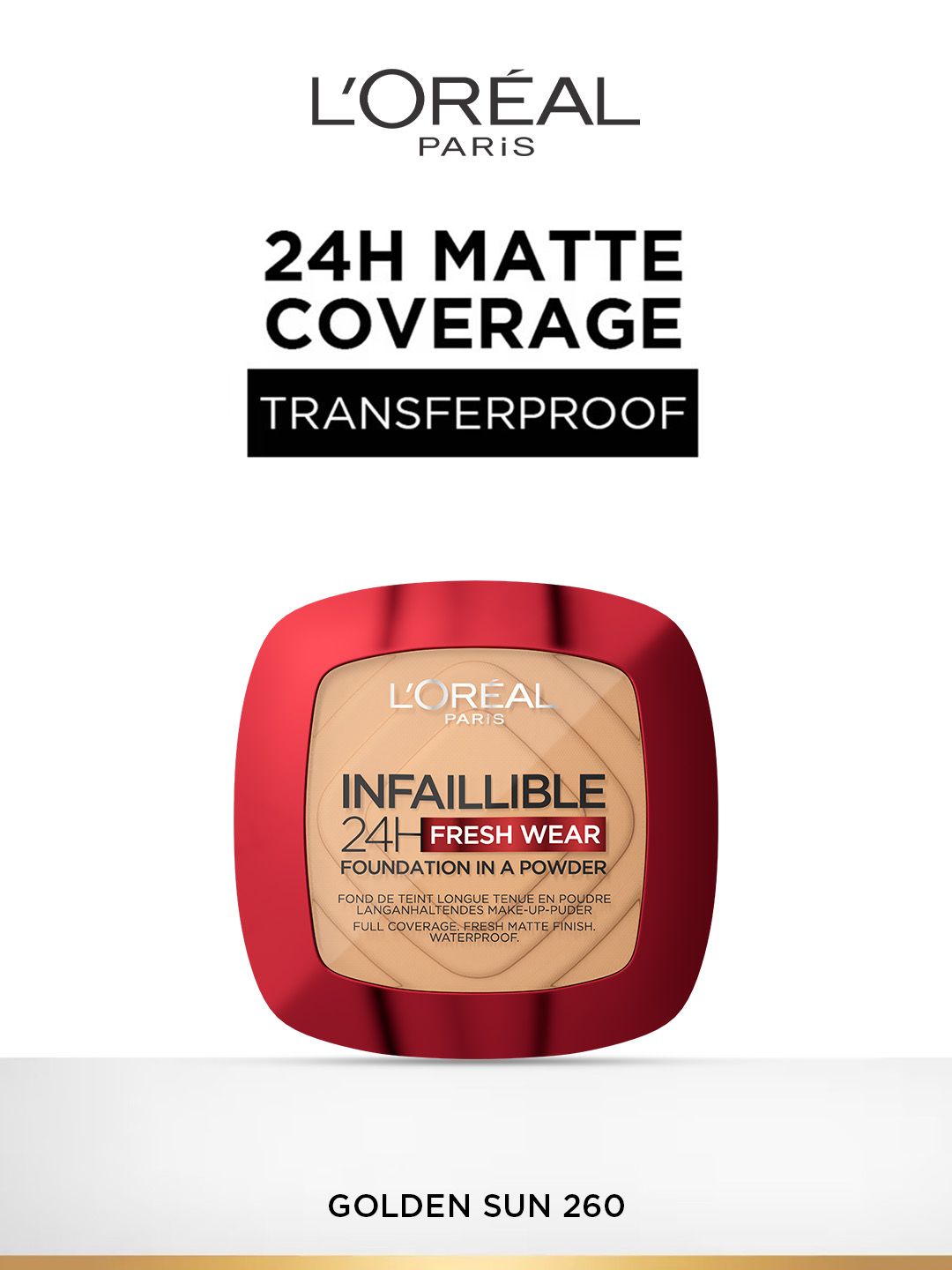 LOreal Paris Infallible 24H Fresh Wear Transferproof Powder Foundation - Golden Sun 260-image-41