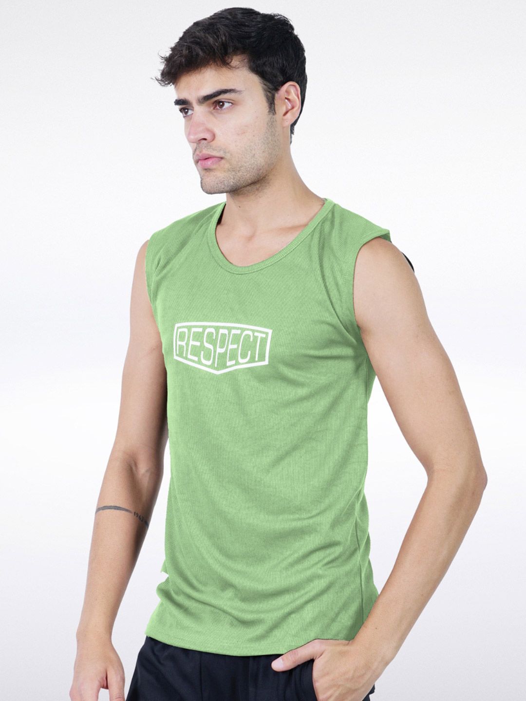 Body Mechanics Respect Printed Relaxed-Fit Innerwear Vest - MN-BMS-21-Lemon-S-picture-35