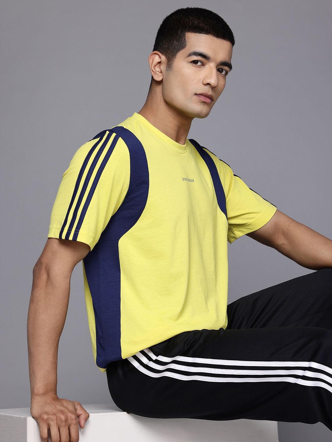 ADIDAS Contrast Trim 3-Striped Sportswear Jersey T-shirt-picture-15