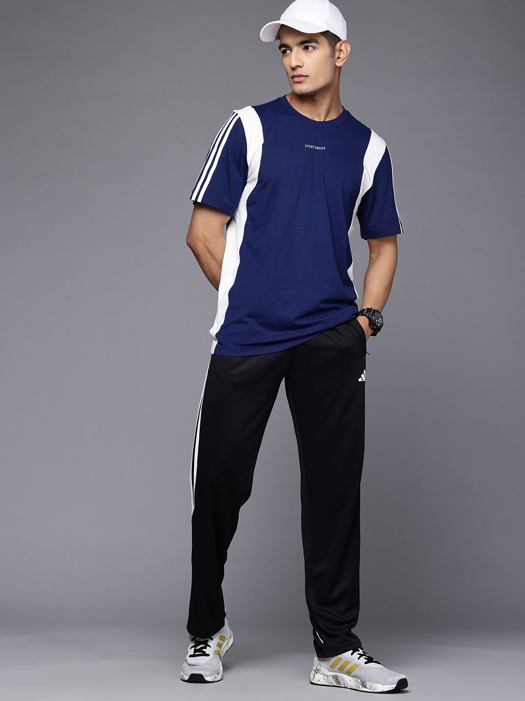 ADIDAS Contrast Trim 3-Striped Sportswear Jersey T-shirt-picture-12