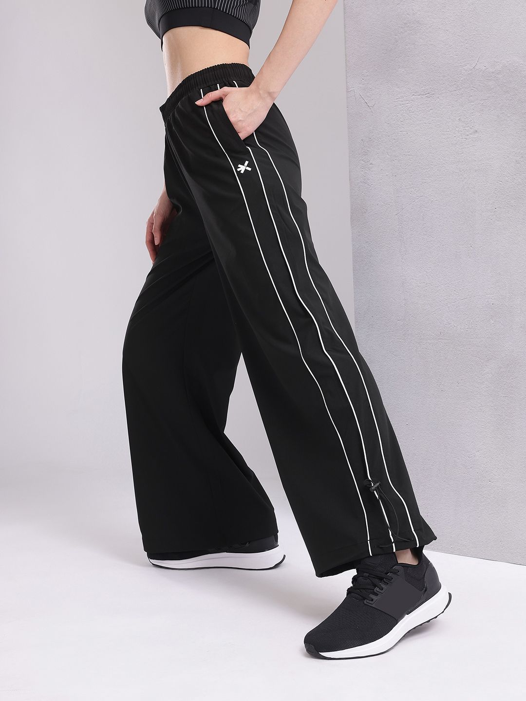 HRX by Hrithik Roshan Women Contrast Piping Rapid-Dry Flared Training Track Pants