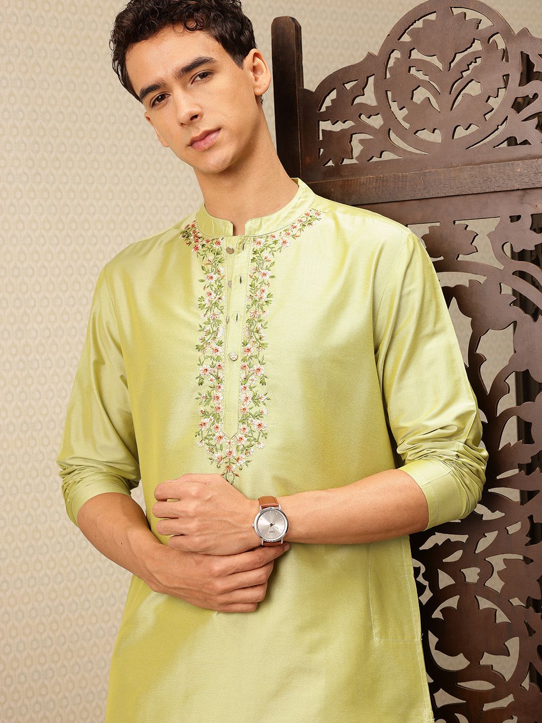 House of Pataudi Floral Embroidered Rozana Kurta-picture-58