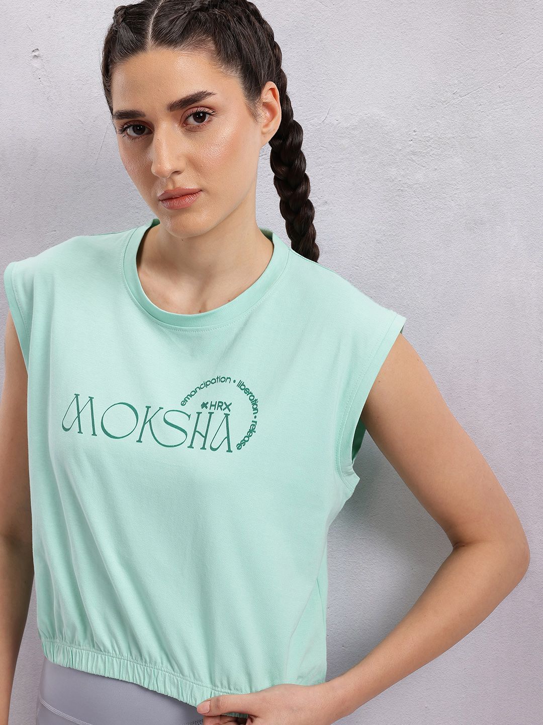 HRX by Hrithik Roshan Women Typography Printed Extended Sleeves Pure Cotton T-shirt-picture-12