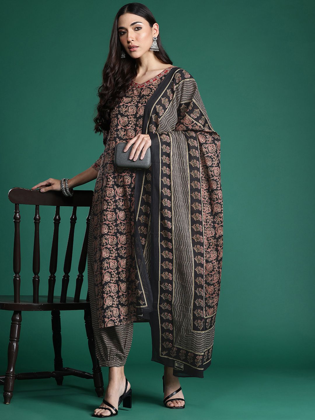 Indo Era Floral Printed Pure Cotton Kurta with Salwar & With Dupatta-picture-29