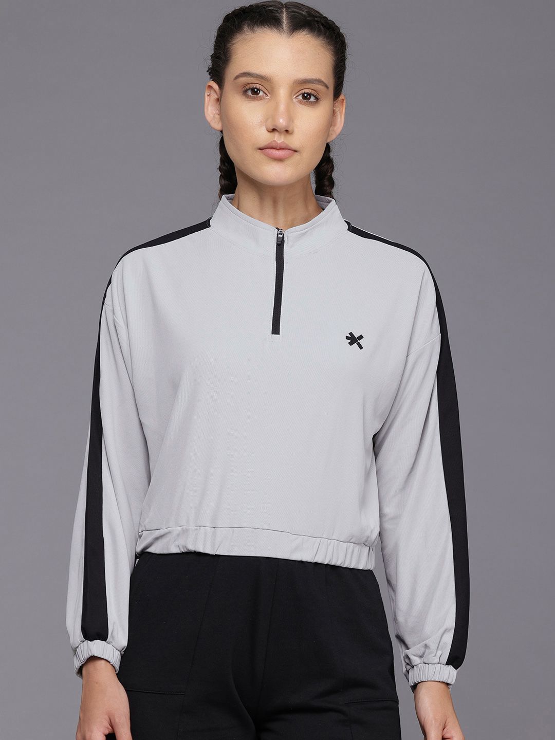 HRX by Hrithik Roshan Mock Neck Rapid Dry Boxy Jacket with Half Zipper-picture-51