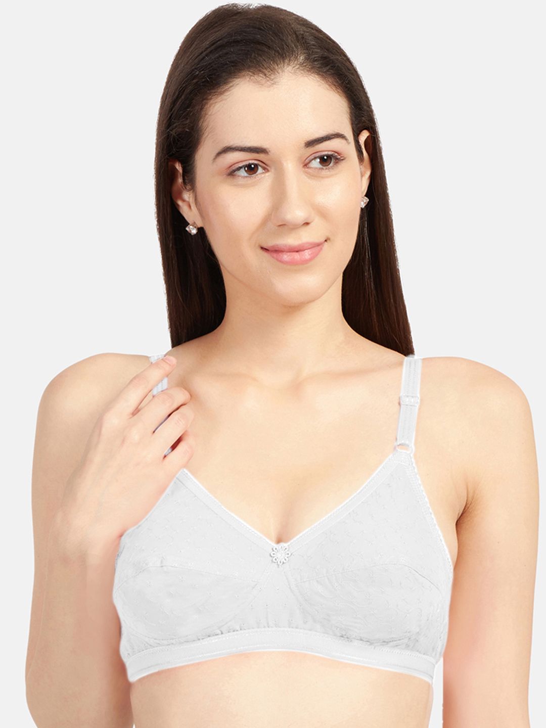 Sonari Women Floral Self Design Pure Cotton Medium Coverage Bra
