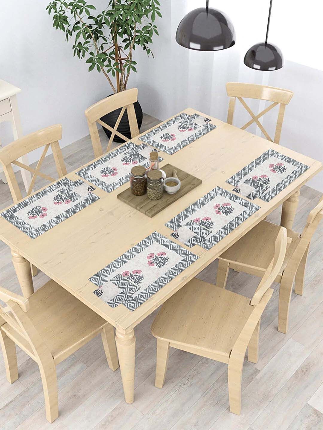 LIVING ROOTS White & Black 12 Pieces Printed Table Placemats-image-12