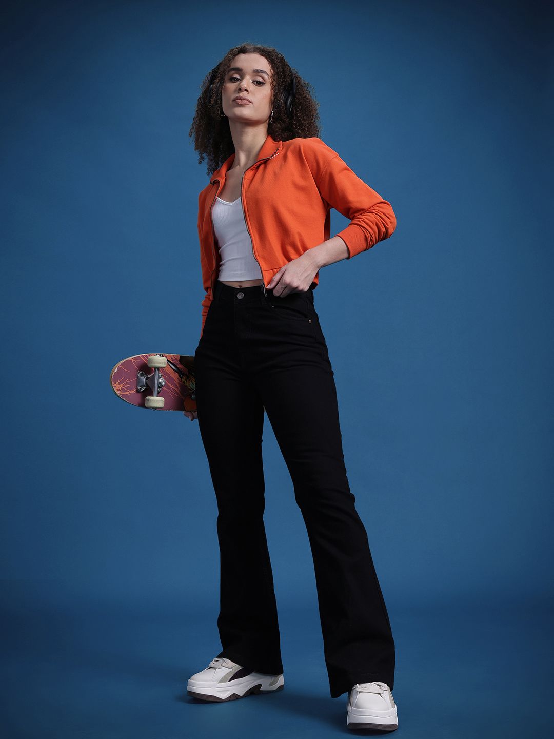 Roadster Women Front Open Cropped Sweatshirt-picture-11