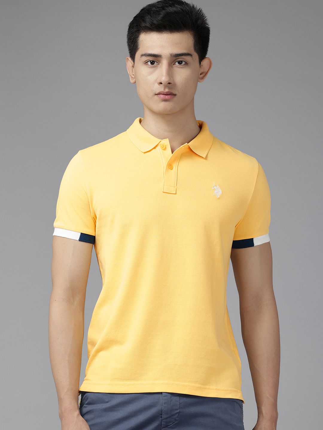 U.S. Polo Assn. Denim Co. Men Polo Collar Pure Cotton Slim Fit T-shirt-picture-27