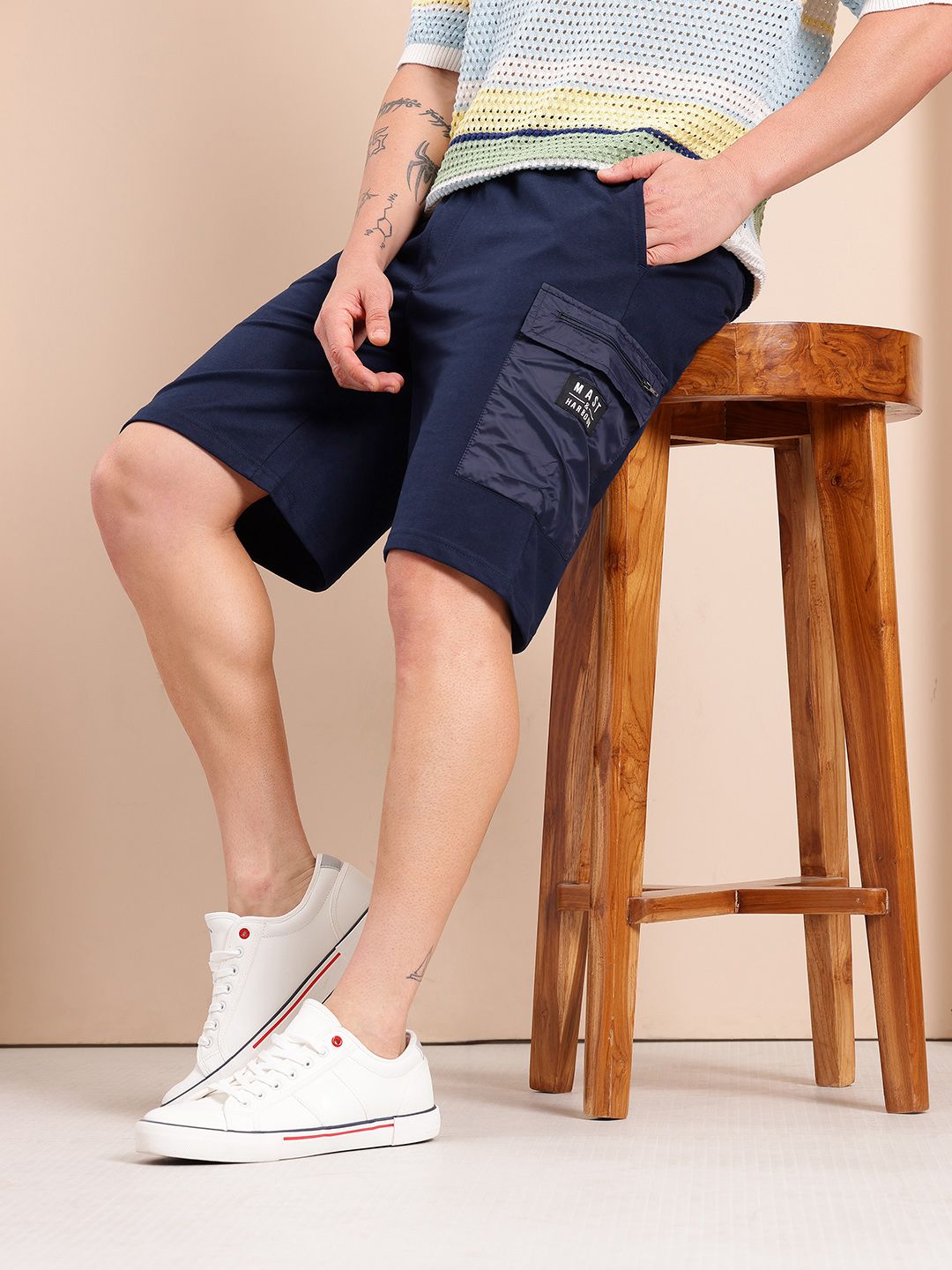Mast & Harbour Men Cargo Style Relaxed Fit Bermuda Shorts