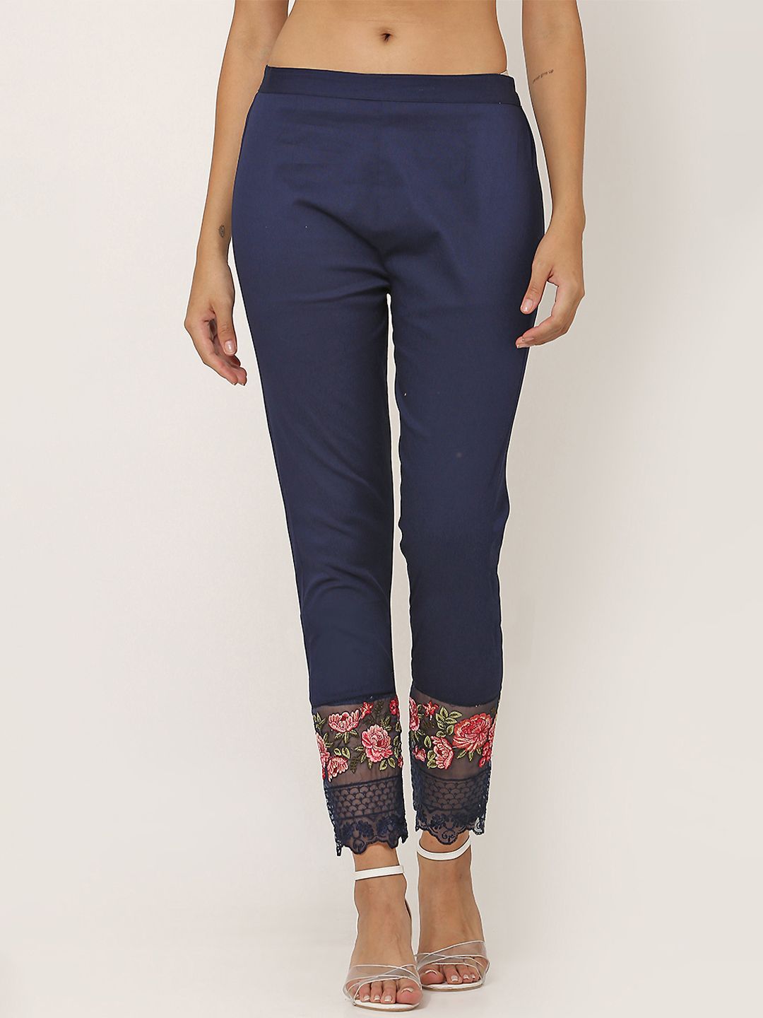 FLOREOS Women Embroidered Comfort Easy Wash Trousers-picture-20