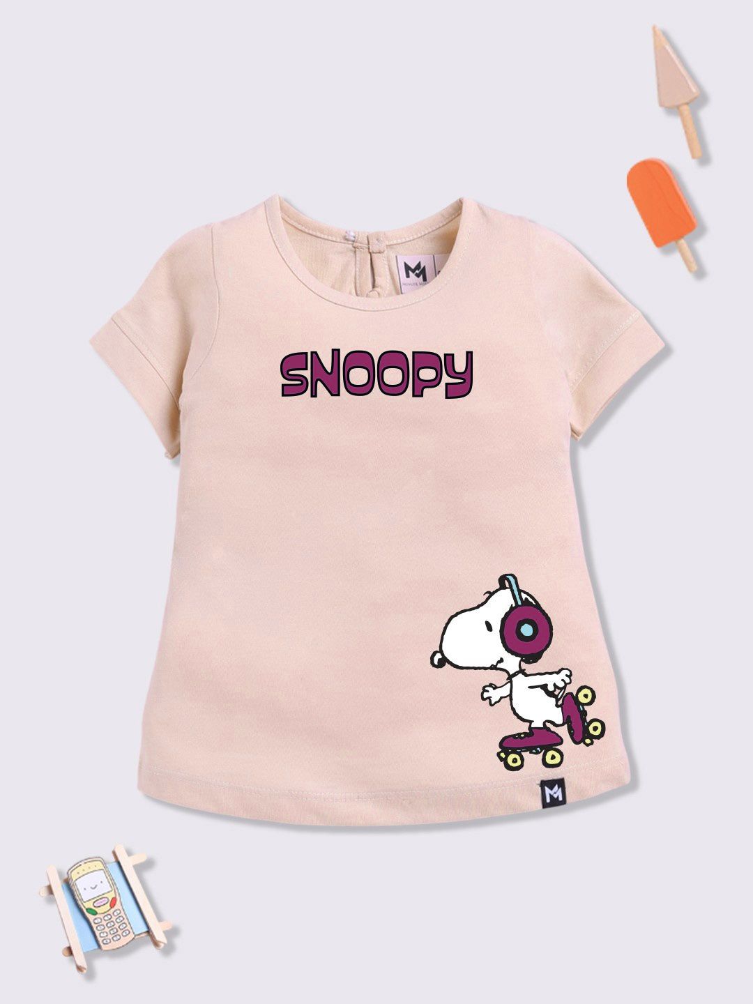 YK X Minute Mirth Infant Girls Snoopy Printed Pure Cotton T-shirt Dress-image-32