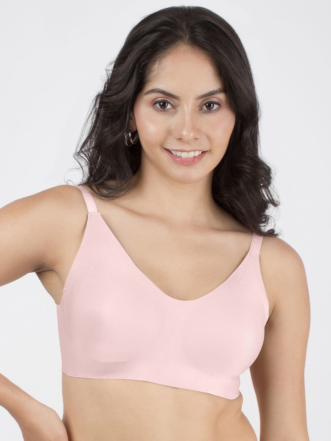 Dressberry Lightly Padded Invisi-Fit Elastic-Free Bottom Band Seamless Bonded Bra