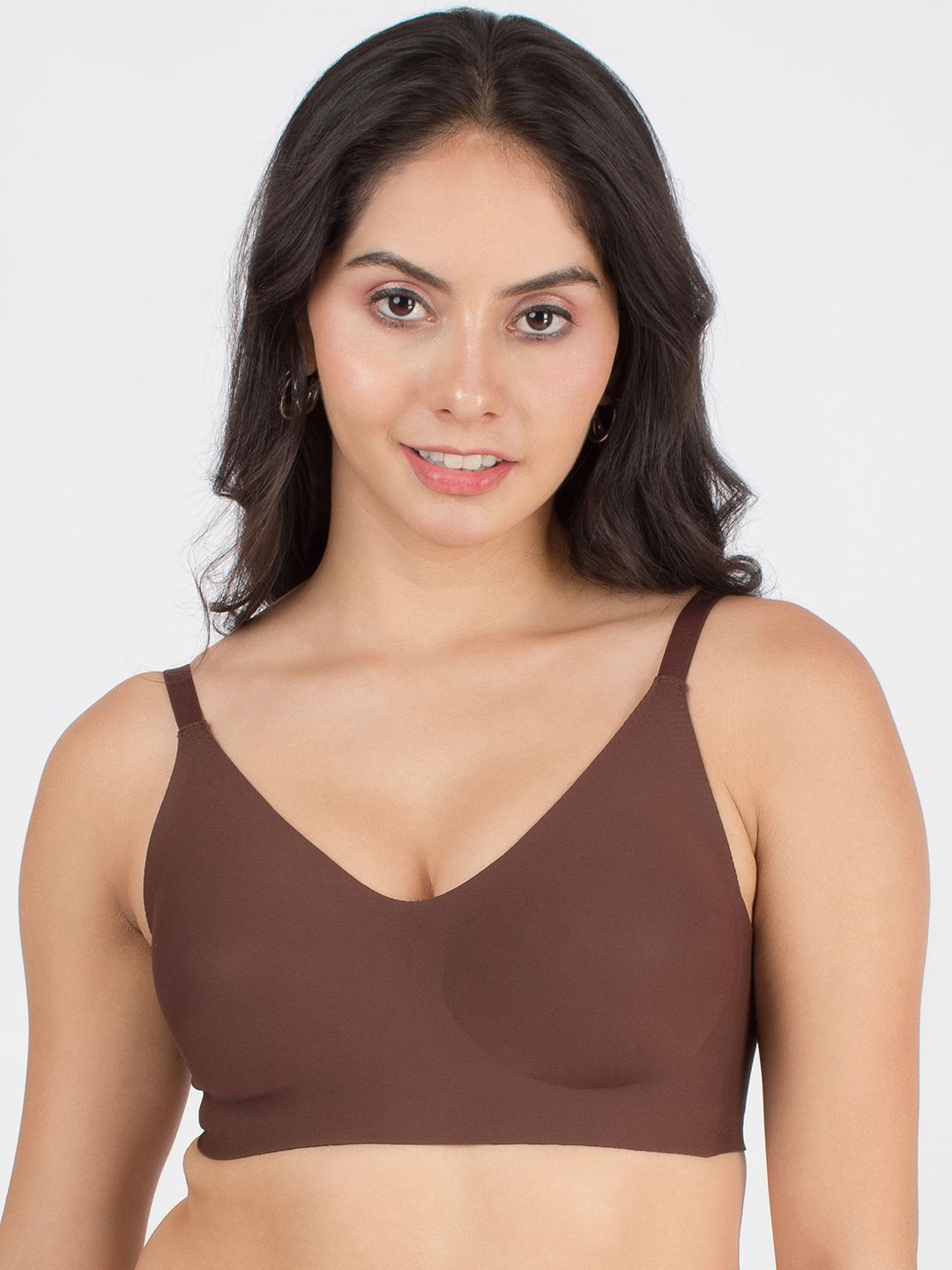 Dressberry Lightly Padded Invisi-Fit Elastic-Free Bottom Band Seamless Bonded Bra