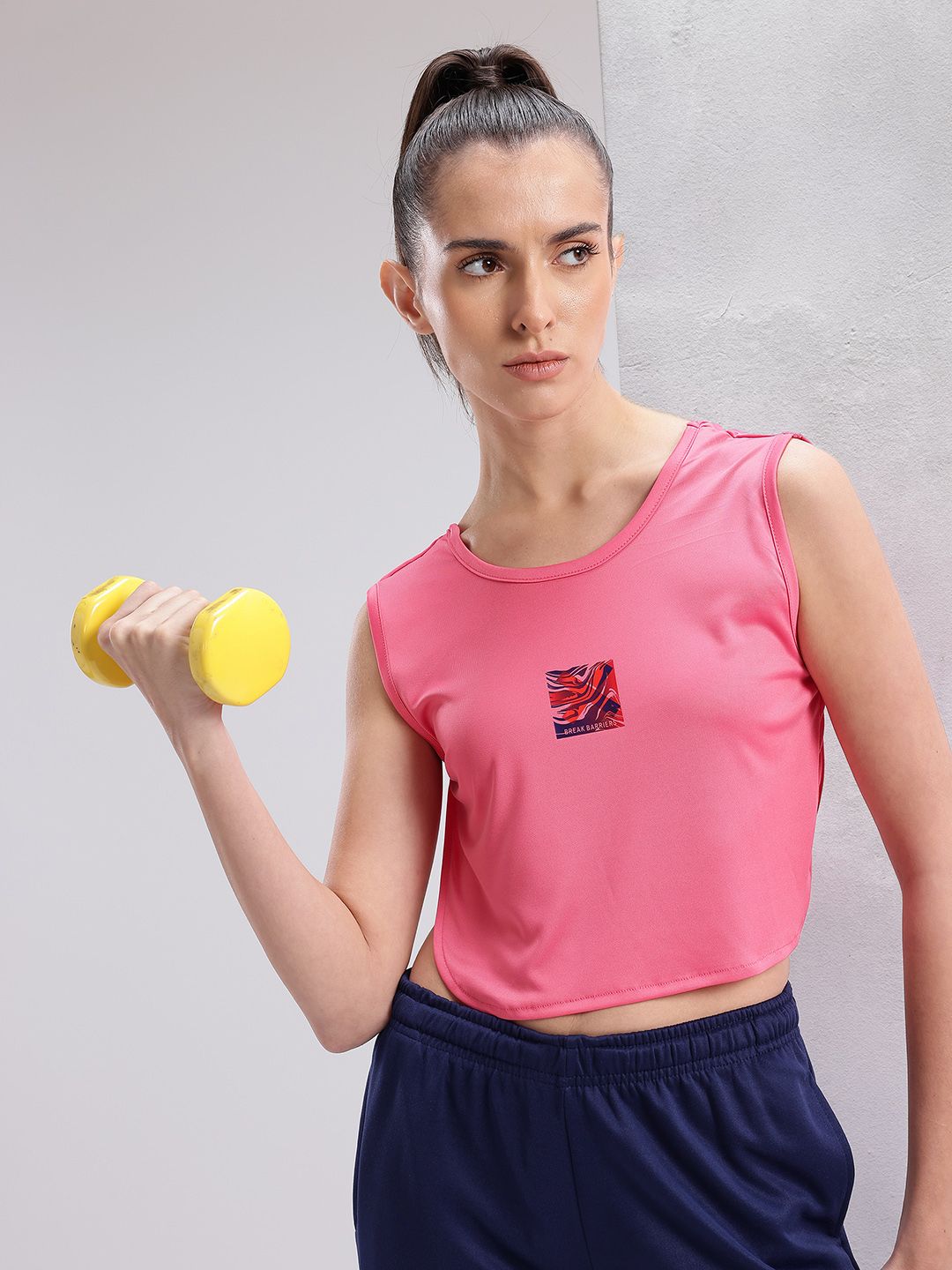 HRX by Hrithik Roshan Brand Logo Printed Crop Training T-shirt-picture-29