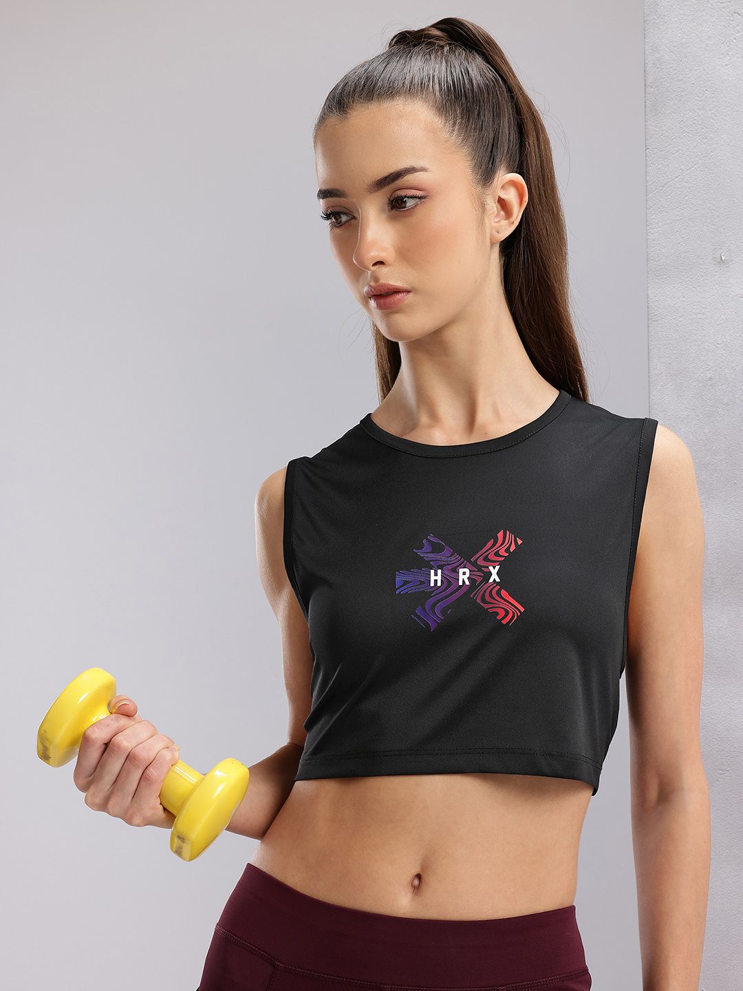 HRX by Hrithik Roshan Brand Logo Print Sleeveless Training T-shirt-picture-17