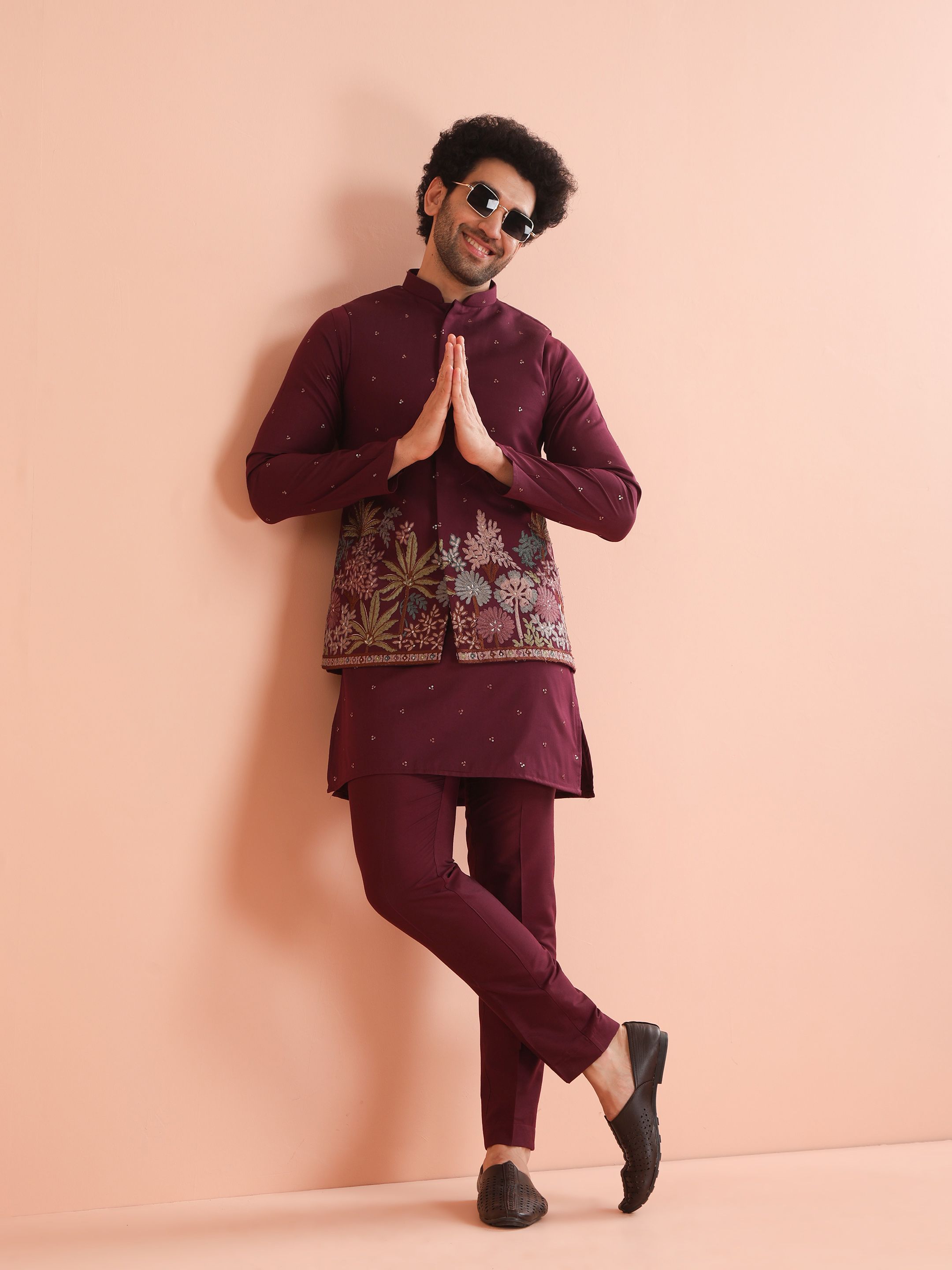 KISAH Woven Embroidered Nehru Jackets-image-40