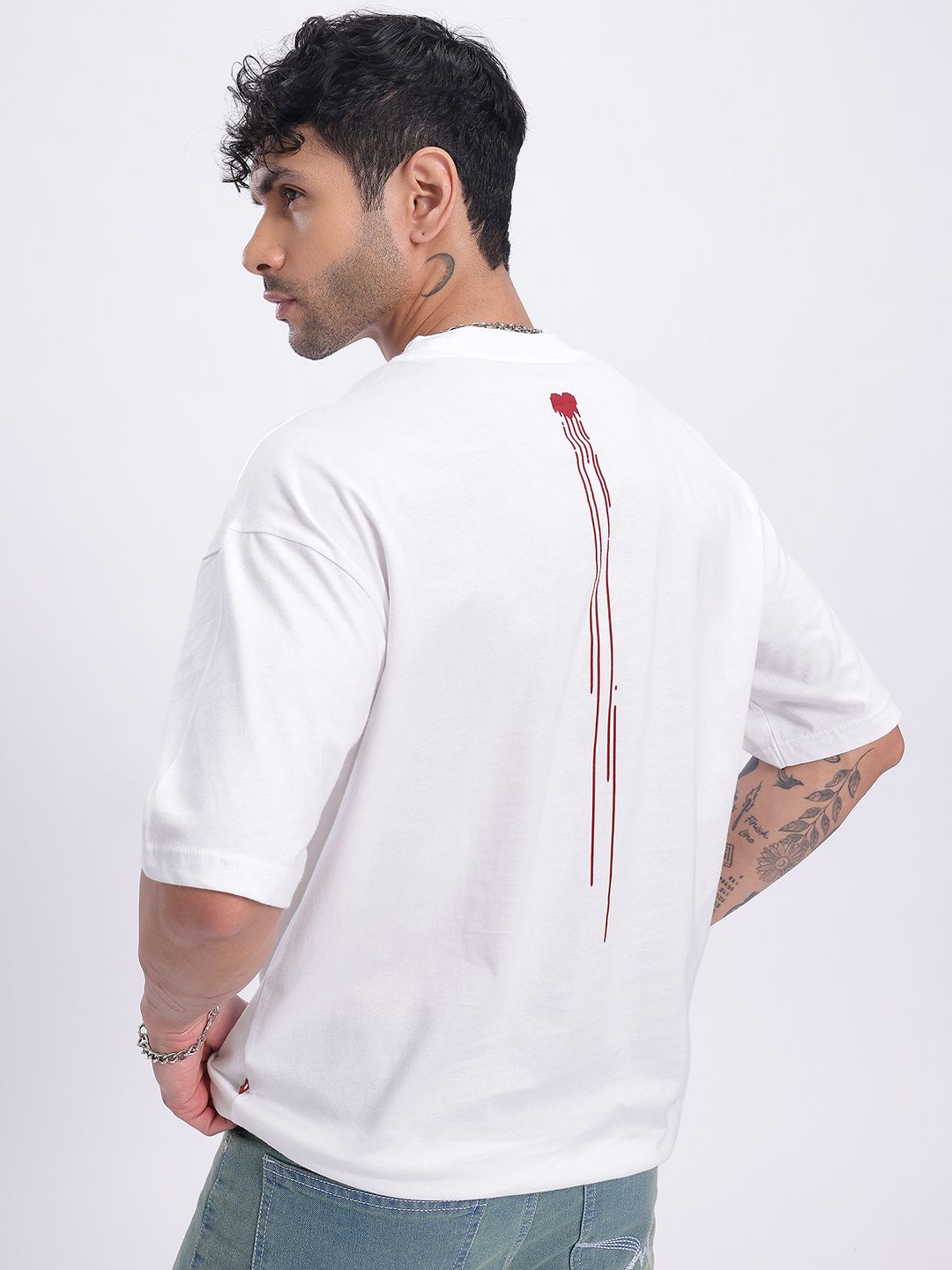 glitchez Heartfelt Notes Pure Cotton Drop-Shoulder Sleeves Oversized T-shirt-image-23