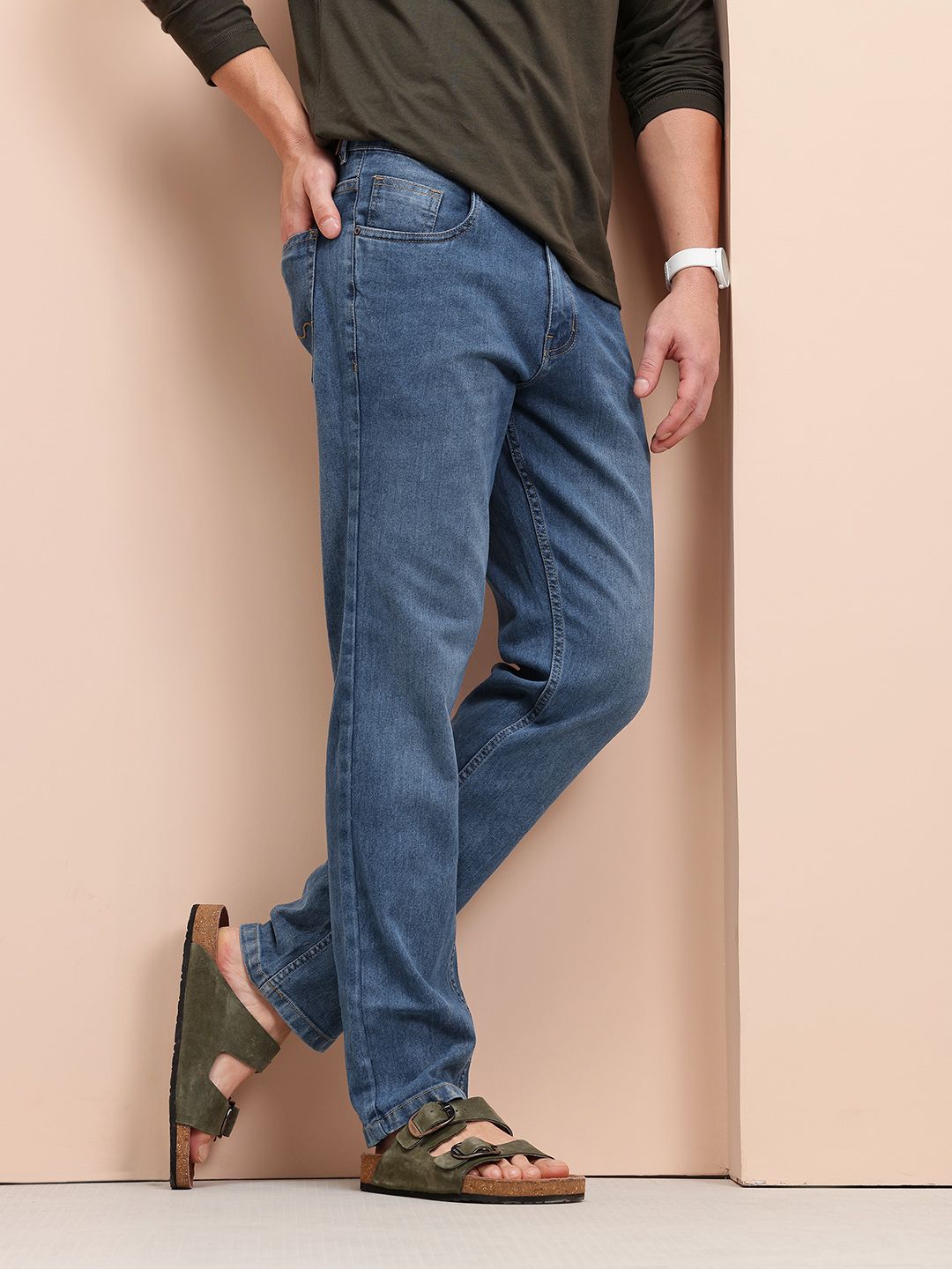 Mast & Harbour Men Slim Fit Mid-Rise Stretchable Jeans-picture-15